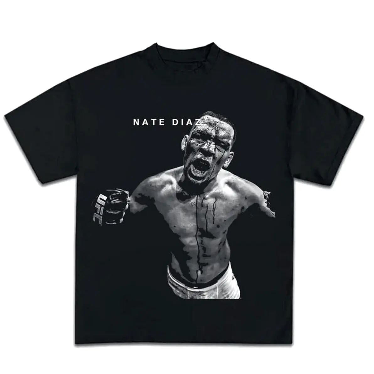 Stylish Graphic T-shirt, Retro 90s Nate Diaz UFC Bootleg Print, Unisex Short Sleeve Tee in Soft Ringspun Cotton Fabric, Shortsleeve, Casual, Tshirt, Stretch, Office, Graduations, Fashion