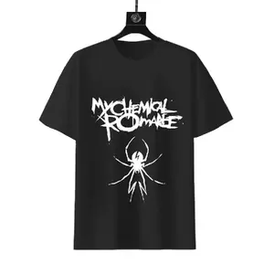 My Chemical Romance Black Parade Spider Logo Emo Rock Band Graphic T-Shirt Vintage Style Cotton Short Sleeve Tee For Music Fans Casual Streetwear