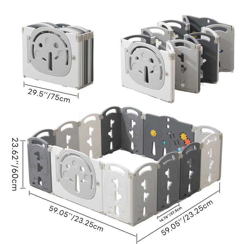 Baby Playpen - Foldable Toddler Play Area with Safety Gates, Portable Design for Indoor & Outdoor Use, Includes 14 Panels for Kids Activity Centre
