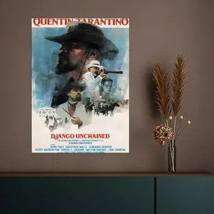 Fashion DDjango Unchainedable Poster HD Heavy-Duty Self-Stick Waterproof Wall Decor Tool-Free Install Durable & Reusable Conceals Wall Flaws Elevates Home Style Perfect for Living Room Bathroom & Kitchen Easy Apply & Remove