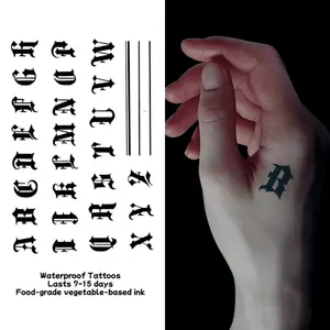 Waterproof temporary tattoo sticker magic tattoo lasting 7-15 days Gothic floral body letter fingertip pattern herbal juice semi permanent tattoo simulation tattoo Tattoo on the back of the hand