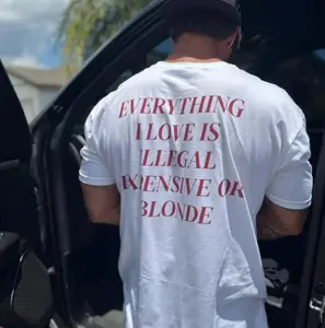 Everything I Love Is Expensive Illegal or Blonde Tee, Funny T-Shirt for Fashion Lovers, Unisex Cotton Tee for Gift, Casual