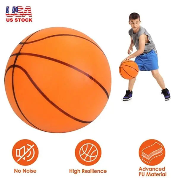 Kids' No-Noise Silent Basketball - Advanced PU Foam, High-Resilience, High-Density Uncoated Sports Toy Ball, 24x24x24cm Indoor Training Ball, for Christmas/Birthday Gifting, All-Seasons Muscle Strengthening