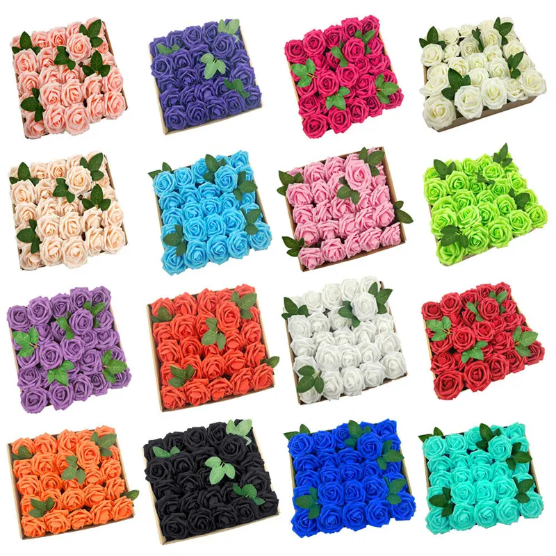 25/50pcs Latex Foam Rose Colorful Artificial Flowers with Stem Perfect For Wedding Bouquets Centerpieces Bridal Shower Party Decoration Decorative Plants Ornaments