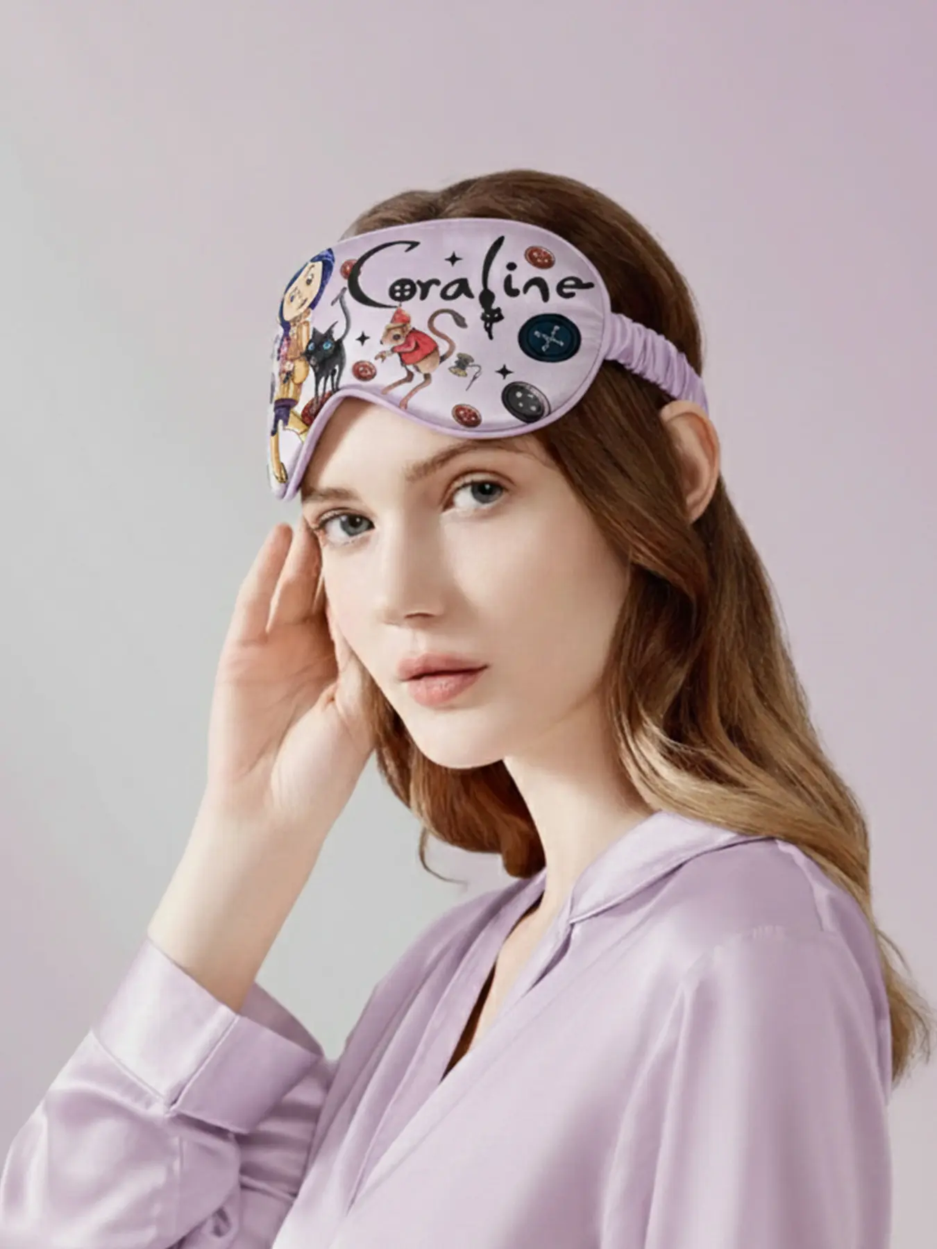 Ghost Mom - Printed Silk Sleep Mask, Cartoon Aesthetic Breathable Night Mask, Adjustable Elastic Strap, Soft and Portable Light-Blocking Eye Mask, Ideal for Deep Sleep, Travel, and Naps, Cute Gothic Style Gift for Girls, Suitable for Women and Children