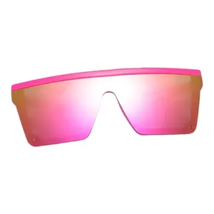 Modern Frames Plastic Sunglasses, Dion Sunnies, Rectangular Sleek Frame, Pink Mirrored Polarized Lenses, Trendy Unisex Fashion Eyewear Accessory, Modern Frames Sunglasses