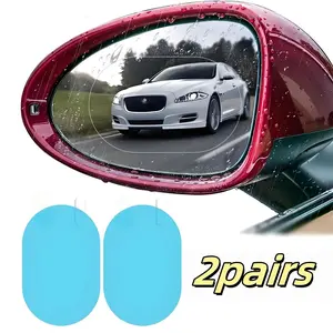 2 Pairs of Waterproof Anti-Fog Film for Car Side Mirrors, Rain Splash Coating for Safe Driving in Heavy Rain, Durable Adhesive with Clear Visibility
