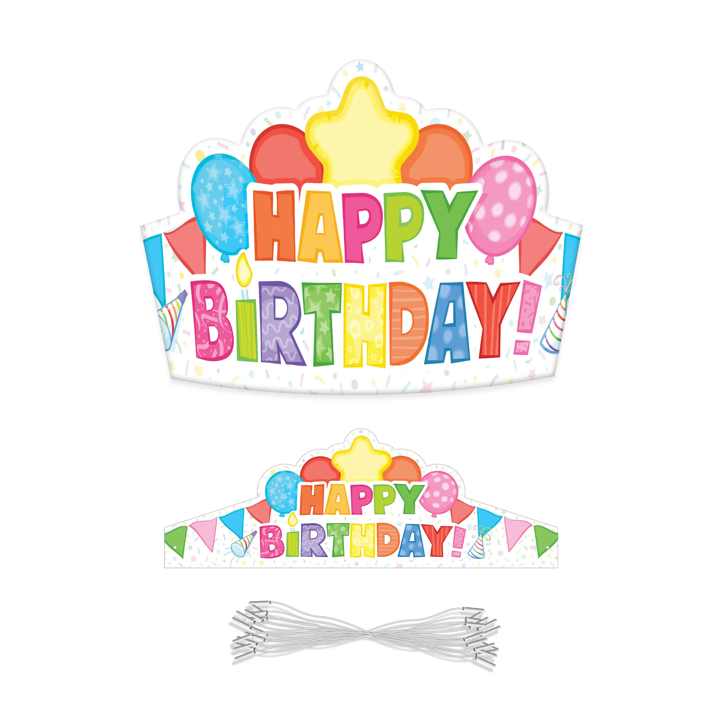 Carson Dellosa Classroom Happy Birthday Crowns (30 crowns, 30 elastic bands)
