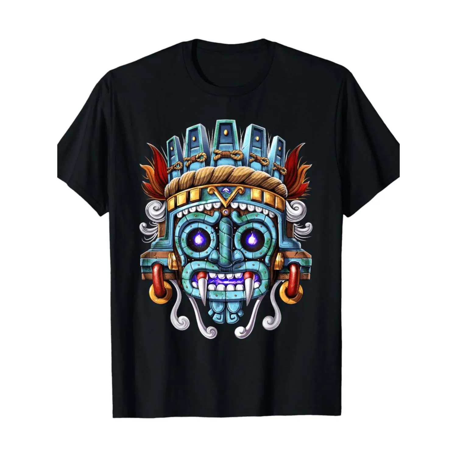 Aztec God Tlaloc in Mayan Mythology Deity Mexican Style 100  T Shirt Durable 180g Fabric