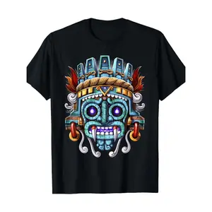 Aztec God Tlaloc in Mayan Mythology Deity Mexican Style 100 Cotton T Shirt Durable 220g Fabric
