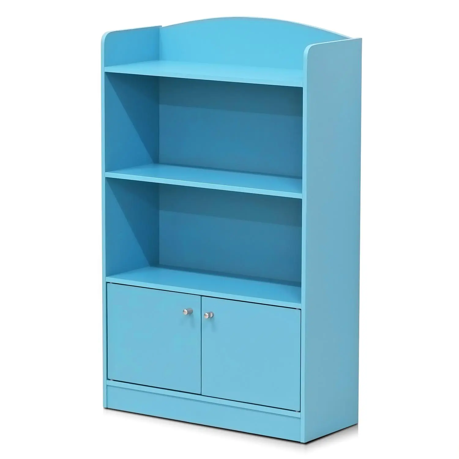 LOVA Contemporary Bookshelf with Storage Door - CARB Particle Board Single Unit, 24.57(w)x9.45(d)x38.58(h)in Light Blue Shelving System, Living Room Storage Rack for Study Setup, Assembly Required, Carb Board
