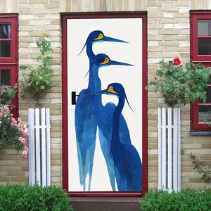 2 Three Blue Herons Wall Stickers Modern Minimalist Living Room Entrance Decorative Decals Removable Self Adhesive Wallpaper Bedroom Study Art Mural Home Decor Animal Pattern Background Wall Stickers Ec