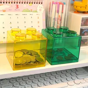 PrimPick Building block piggy bank, loose change stacking piggy bank, points coin storage can, reward coin storage box, gift, Saving Challenge Box, Cash Coin Jar