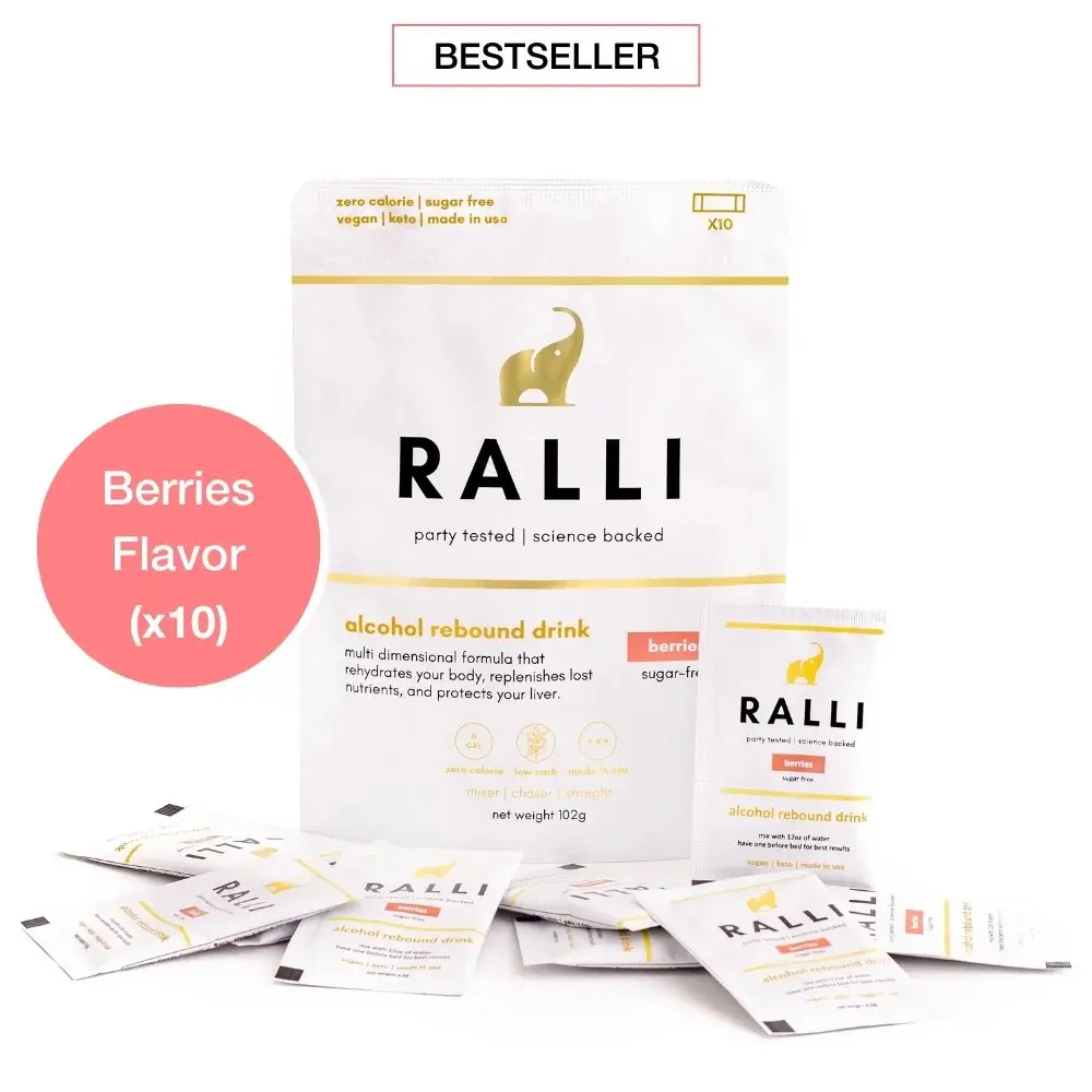 Ralli Pouch - Hangover Rebound Drink 10 Pack: Natural scientific post-drinking recovery