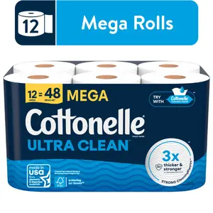 Ultra Clean Toilet Paper, Strong Toilet Tissue, 12 Mega Rolls