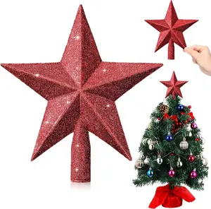8 Inches Christmas Tree Topper Glitter Star Tree Topper Christmas Tree Decoration Treetop Decorative Star Ornaments for Home Christmas Xmas Party