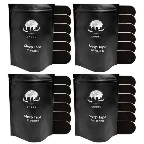 Black Cotton Sleeping Aid Tool - Super Breathable, Strong Adhesive Sports Tape for Adults, Portable 30 Stickers Pack (30 Pieces, 4-Month Usage Period) for Sports+Sleep Use Rest Support