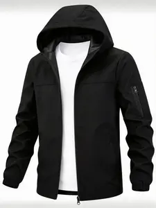 Unisex Lightweight Jacket, Hooded Outdoor Coat with Multiple Pockets, Zipper Design, Suitable for Skiing, Hiking, Fishing, Casual Wear