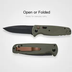 4300 Folding Pocket Utility Knife, Black Blade Compact Outdoor Tool for Camping and Hiking
