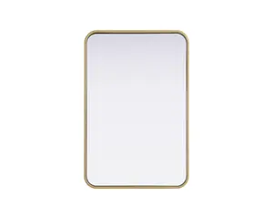 360 Stand MR8A2030BRA Modern Contour Metal Rectangle Mirror - 20x30 in., Rounded Corners, Smooth Elegant Rounded Edges, Brass Finish, Wall Hanging Capability, Home Decor Accent, Decorative