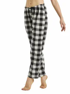 Women's Plaid Print Adjustable Drawstring Waist Pajama Pants Pjs, Casual Comfy Fleece Sleep Bottoms Trousers for All Seasons, Sleepwear & Loungewear for Women Womenswear