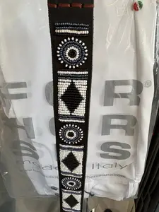 Handmade Kenyan Beaded Belt- Diamond Circles