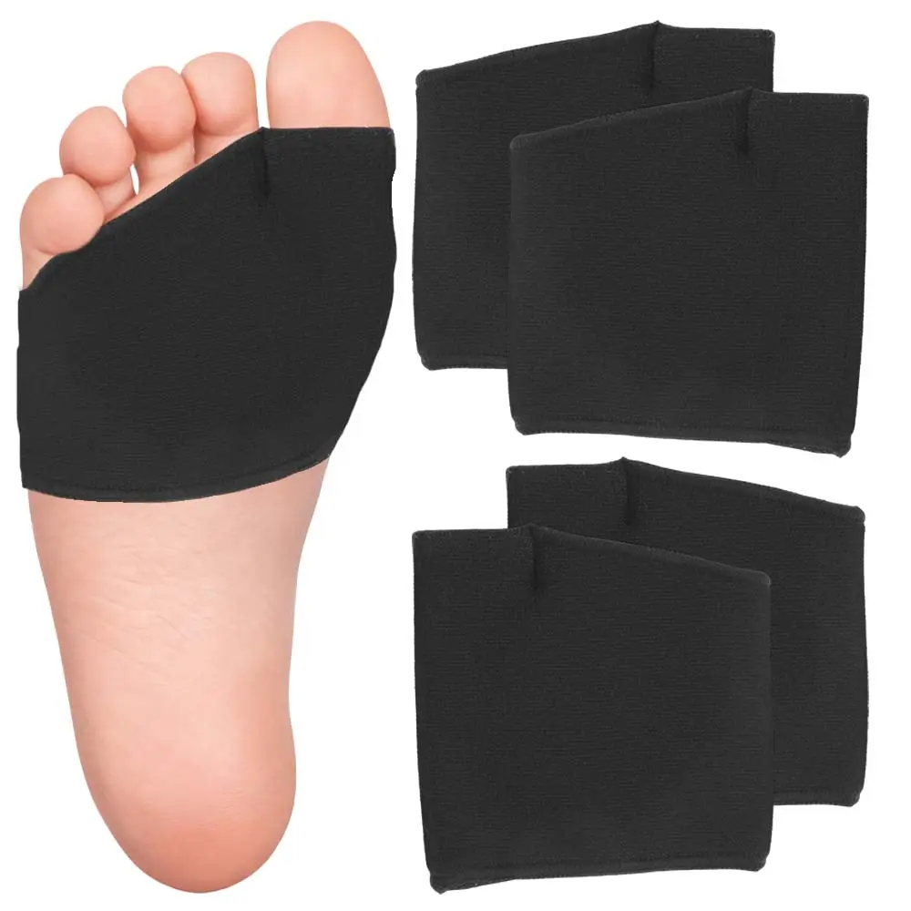  2 Pair Reusable Metatarsal Pads, Silicone Ball Pads for Forefoot, Breathable Forefoot Pads, Non-Slip Fabric Forefoot Pads, Suitable for Men and Women, Relieves Metatarsal Bone + Black - L