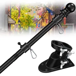 Barcetine American Flag Poles for Outside House - Tangle Free Flag Pole for House with Holder Bracket,Residential Fagpole Kit for Outdoor Porch Garage Boat Truck-Black