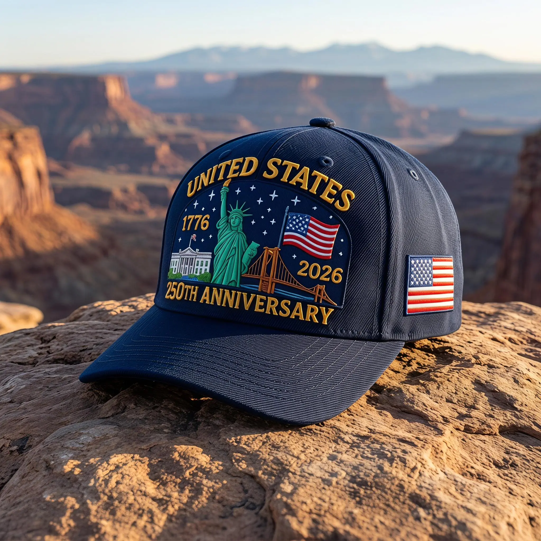 Unisex Embroidered 250th Anniversary Ceremony Cotton Baseball Cap - Adjustable, Windproof, Sun Protection, Curved Brim, Braid Detail, Casual Beach Everyday Essential Visor Hat
