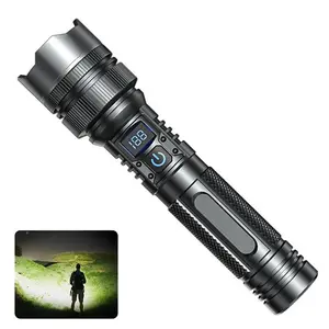 Super Bright Zoomable Flashlight, USB Rechargeable with Digital Display, 2 in 1 Power Bank Function, Waterproof for Outdoor Camping Fishing Emergency, Great Father's Day Gift