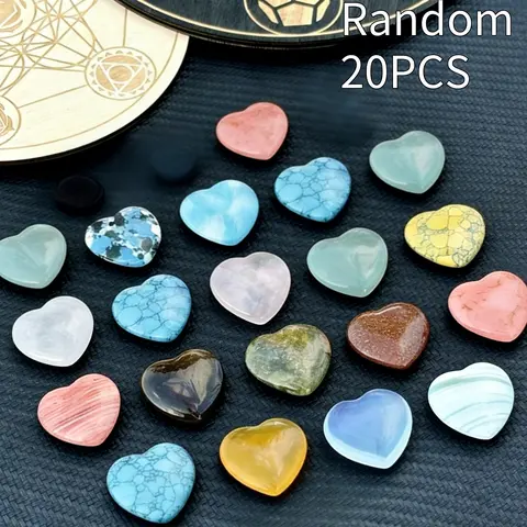 Random Color Heart Shaped Stone, 10/20pcs Natural Polished Stone, DIY Jewelry Gift, Suitable for Seasonal Decoration, Handcrafted, Feather-free, Genuine Stones