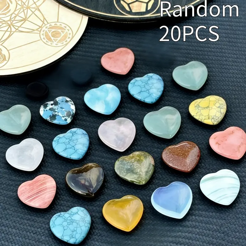 Random Color Heart Shaped Stone, 10/20pcs Natural Polished Stone, DIY Jewelry Gift, Suitable for Seasonal Decoration, Handcrafted, Feather-free, Genuine Stones