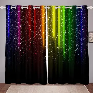 Abstract Ombre Curtains Kids Teens Colorful Window Curtains for Bedroom Living Room Decor Red Blue Green Yellow Window Drapes,42 X 84 Inches,2 Panels