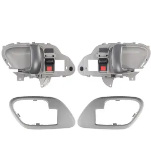 3mirrors Interior Door Handle w/ Bezel (Grey) Compatible with 1995-2000 Chevy GMC Truck C1500 C2500 C3500 K1500 K2500 K3500 Suburban Tahoe Yukon