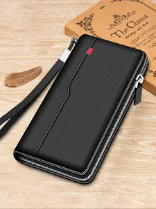 Fashion Simple Long Wallet Casual Zipper Purse Business Portable Multi-Functional Multiple Card Slots Phone Bag Handbag Youth Money Clip Coin Pouch