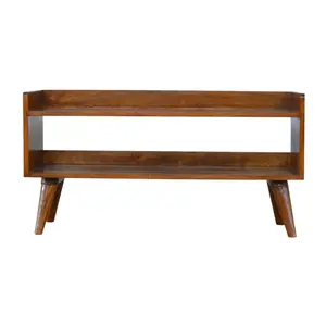 Chestnut Nordic Storage Bench - Solid Wood Shoe Bench