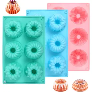 3 count Mini Bundt Cake Pans for Baking, Non-stick 6 Cavity  Bundt Cake Pan Molds, Multipurpose Molds for Cupcakes Brownies Jellies with Even Heat Transfer Feature for  Baking(3 Styles)
