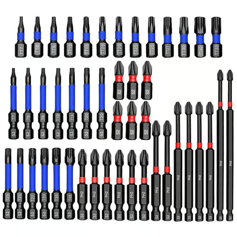 46-Piece Magnetic Impact Nut Driver & Bit Set - S2 Steel Hex Bits, 1/4” Hex Shank, Metric & SAE, 50mm Length for Drill & Impact Driver 46-Piece Magnetic Impact Nut Driver & Bit Set - S2 Steel Hex Bits, 1/4” Hex Shank, Metric & SAE, 50mm Length for Drill & Impact Driver