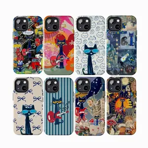 Pete The Cat Phone Cases, Retro Guitar Cat Aesthetic For iPhone 17 16 15 14 13 12 11, Samsung S25 - S21, Protective Cover for iphone Samsung