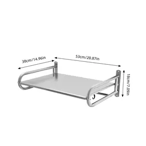Stainless Steel Microwave Oven Wall Mount Shelf with 6 Hooks,Kitchen Organizer Storage Rack Holder, Home Organization Tools Installation