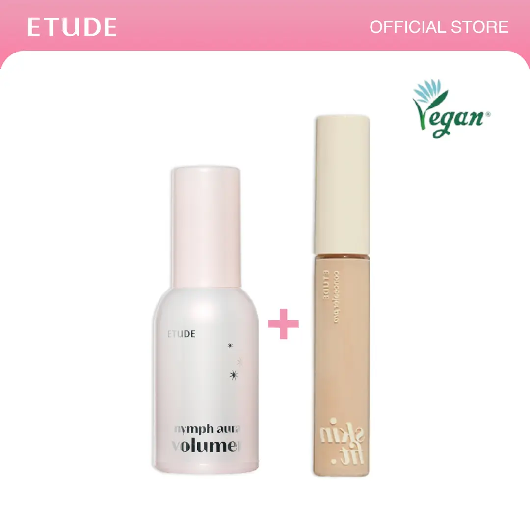 [ETUDE Official] Nymph Aura Volumer + Big Cover Skin Fit Concealer Pro Set | Korean Primer | Radiant Glass-Skin Glow | Hydrating with Argan & Avocado Oils | Long-Lasting Coverage | K-Pop Idol Makeup item
