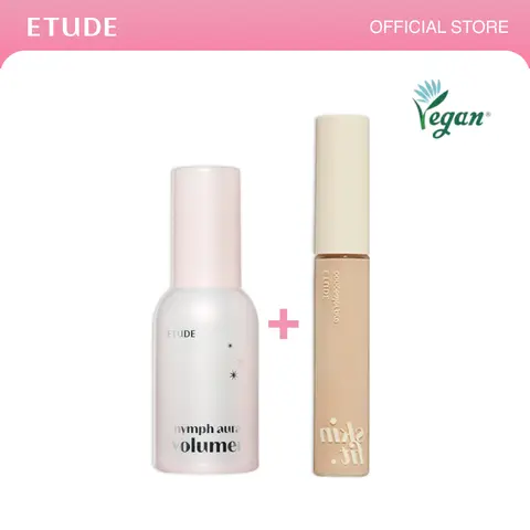[ETUDE Official] Nymph Aura Volumer + Big Cover Skin Fit Concealer Pro Set | Korean Primer | Radiant Glass-Skin Glow | Hydrating with Argan & Avocado Oils | Long-Lasting Coverage | K-Pop Idol Makeup item