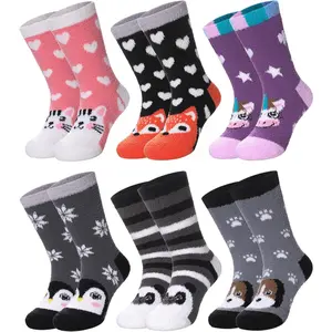 P-SOK09     Kids Non Slip Fuzzy Socks Toddlers Boys Girls with Grips Anti-Slip Cozy Fluffy Winter Warm Slipper Socks