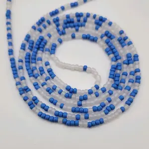Tenacious Blue Skies Waist Beads - Blue and White Beads for Women's Fashion