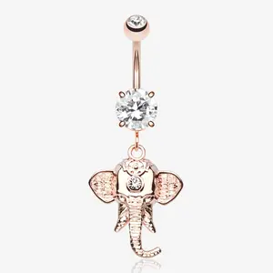 Rose Gold Shri Ganesha Elephant Belly Button Ring