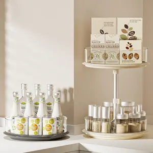 Rotating Spice Rack 360 Degree Rotation Kitchen Organizer Multifunctional Condiment Storage Shelf Desktop Seasoning Bottle Holder for Countertop