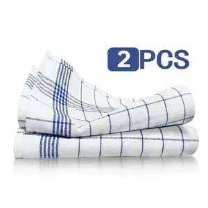 2 Large Plaid Kitchen Towels, Soft Absorbent Cloths, Ideal for Bars and Restaurants, High Absorption, Reusable, Batch Number Cj4lan, Dish Towels