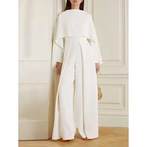 Women’s solid color cloak-sleeve boat-neck jumpsuit, elegant premium high-waisted wide-leg jumpsuit for spring and fall, women’s jumpsuit, women’s clothing for everyday wear