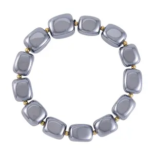 Terahertz 237.00 ctw Tumble Shape Beaded Stretch Bracelet in Goldtone Christmas Gifts