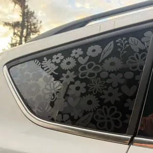 Floral Window Decal for Cars - Decorative Sticker with Heart and Flower Patterns - Perfect for Personalizing Your Vehicle